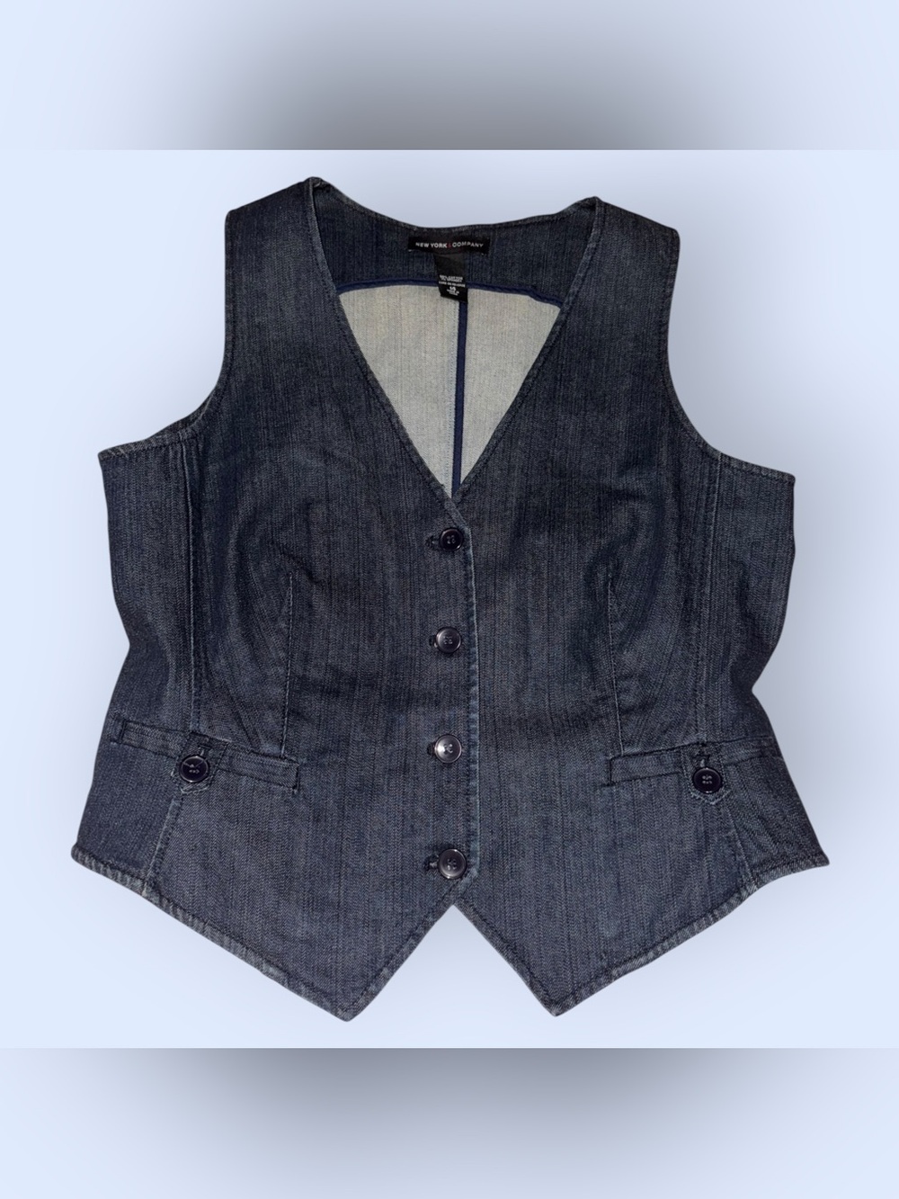 Vintage New York & Company Dark Wash Denim Vest Top